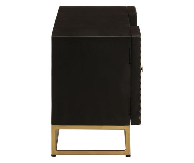 fekete tömör mangófa és vas TV-szekrény 110 x 30 x 40 cm