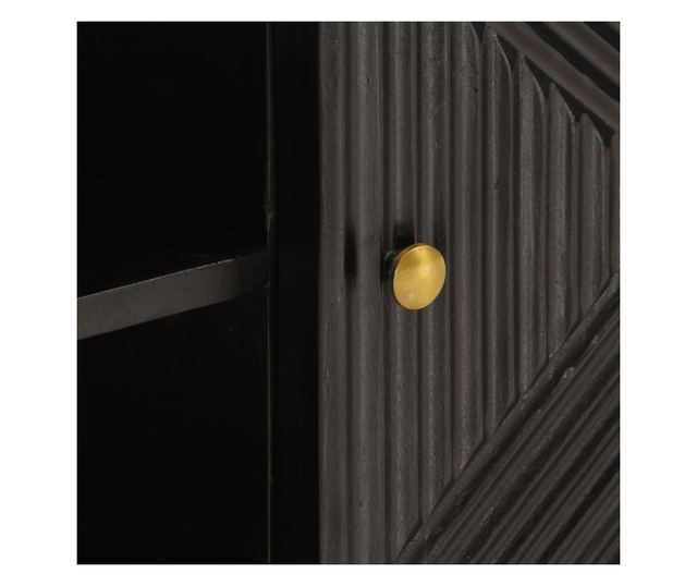 fekete tömör mangófa és vas TV-szekrény 110 x 30 x 40 cm