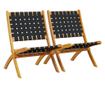 2 db fekete tömör akácfa és szövet összecsukható kerti szék