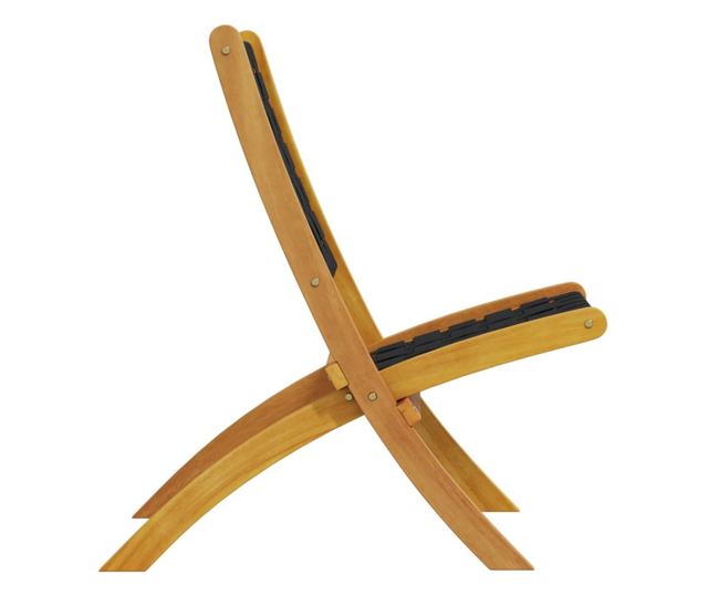 2 db fekete tömör akácfa és szövet összecsukható kerti szék