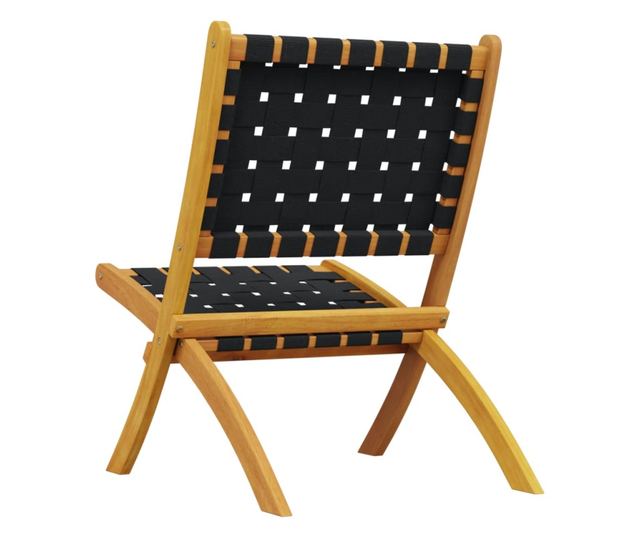 2 db fekete tömör akácfa és szövet összecsukható kerti szék