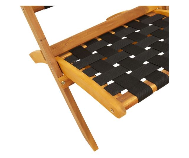 2 db fekete tömör akácfa és szövet összecsukható kerti szék