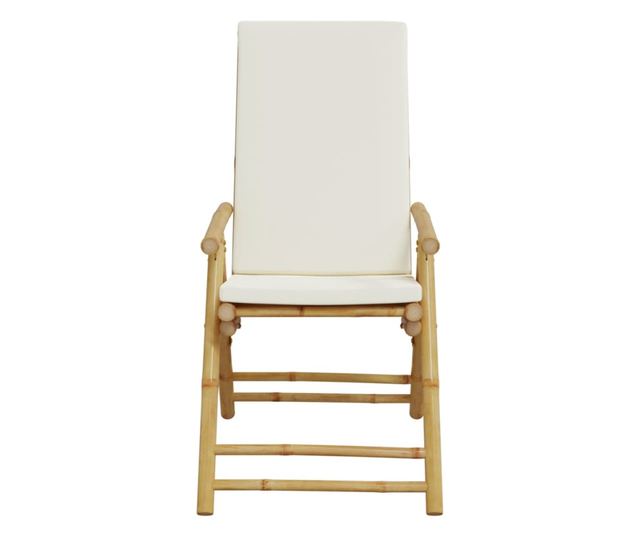 2 db bambusz összecsukható dönthető kerti szék párnával