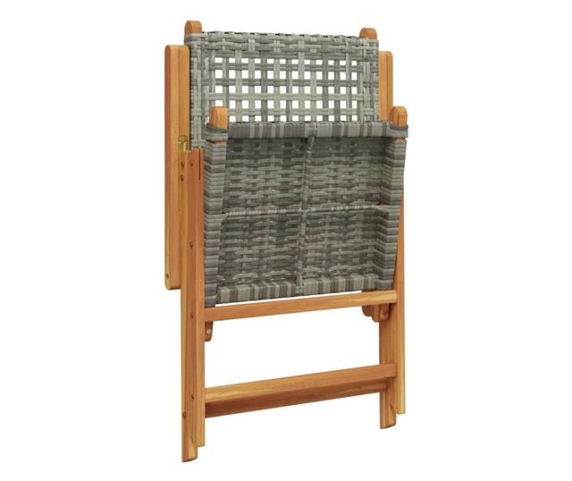 2 db szürke tömör akácfa és polyrattan kerti szék