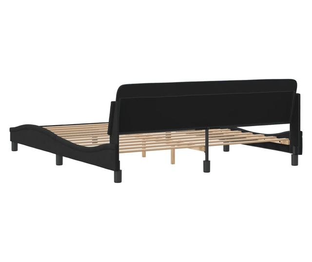 fekete bársony ágykeret matrac nélkül 180 x 200 cm