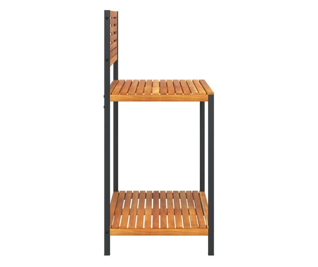 tömör akácfa és acél kerti munkaasztal 90 x 50 x 110 cm