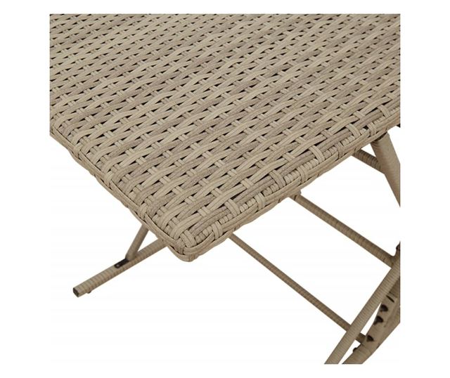 7 részes világosszürke polyrattan kerti étkezőszett párnával