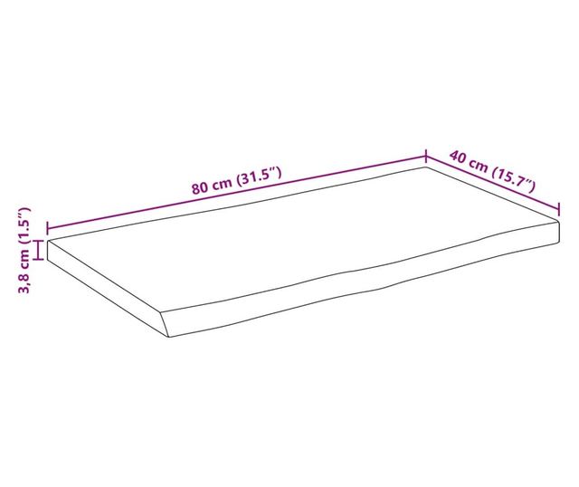 tömör nyers mangófa természetes élű asztallap 160 x 30 x 3,8 cm