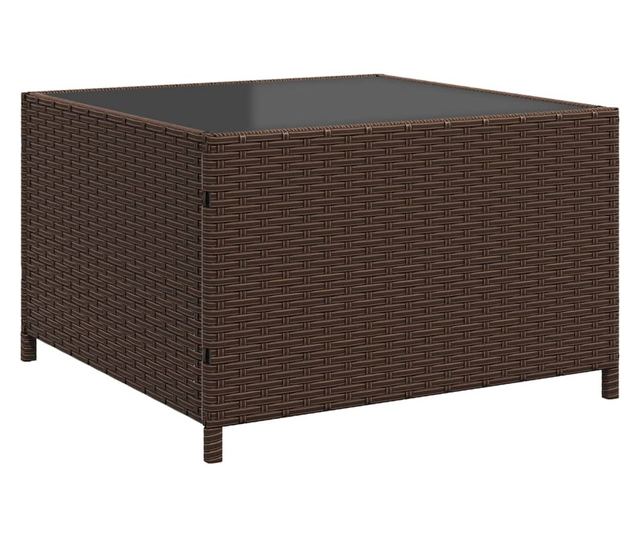 L-alakú barna polyrattan kerti kanapé asztallal és párnákkal