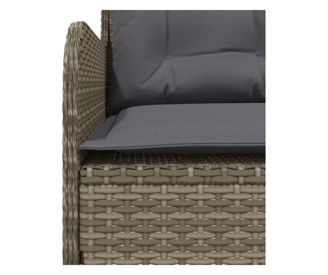 szürke polyrattan L-alakú kerti kanapé párnákkal