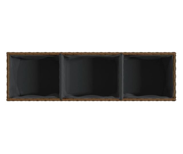 barna polyrattan kerti ültetőláda 3 cseréppel 105x30x32 cm