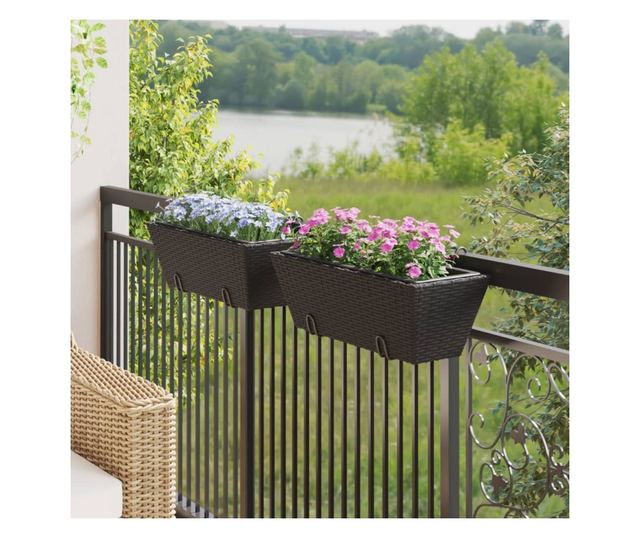 2 db fekete polyrattan növénytartó horoggal