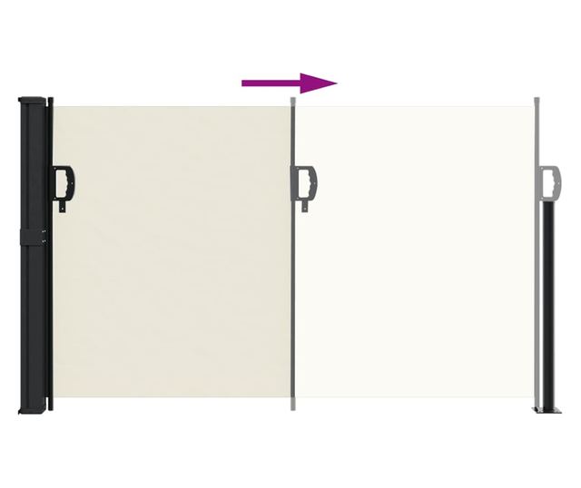 krémszínű behúzható oldalsó napellenző 120 x 600 cm