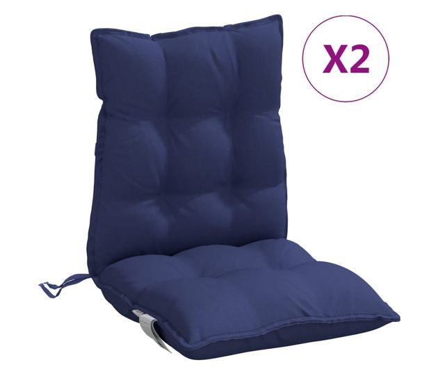 2 db tengerészkék oxford szövet alacsony háttámlájú székpárna