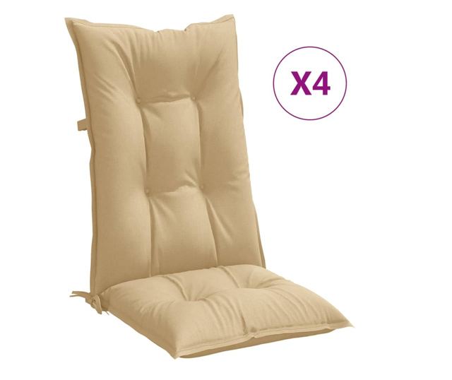 4 db melange bézs szövet magas háttámlájú székpárna 120x50x7 cm
