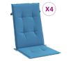 4 db melange kék szövet magas háttámlájú székpárna 120x50x4 cm