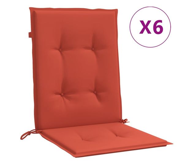 6 db melange piros szövet háttámlás székpárna 100x50x4 cm