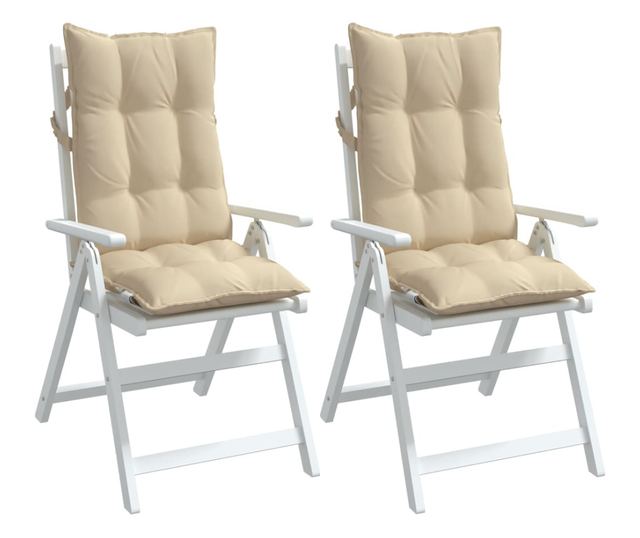 2 db bézs oxford-szövet magas háttámlájú székpárna