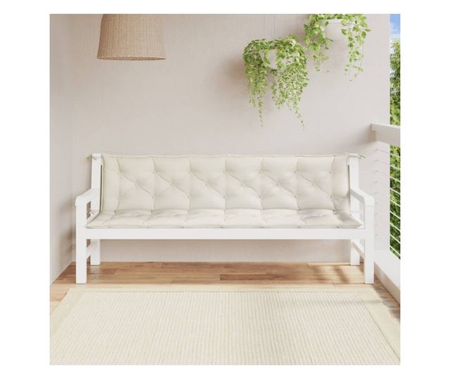 2 db melange krémszínű szövet kerti padpárna 200 x 50 x 7 cm