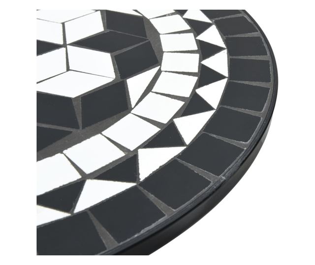 fekete és fehér kerámia mozaikmintás bisztróasztal Ø50 x 70 cm