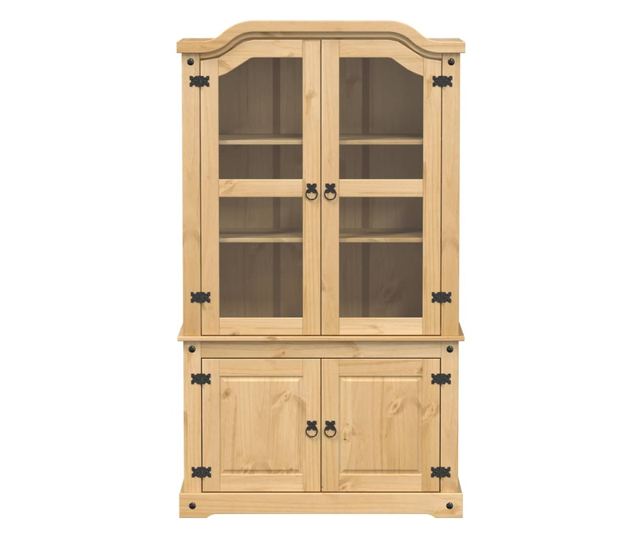 Corona tömör fenyőfa vitrinszekrény 103,5 x 42 x 180 cm