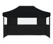 fekete összecsukható felugró rendezvénysátor 3 oldalfallal