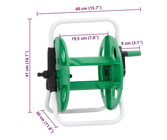 zöld acél szabadon álló tömlőorsó 45 m 1/2"-os tömlőhöz