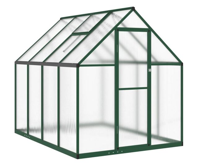 zöld alumínium melegház alapvázzal 224 x 169 x 195 cm