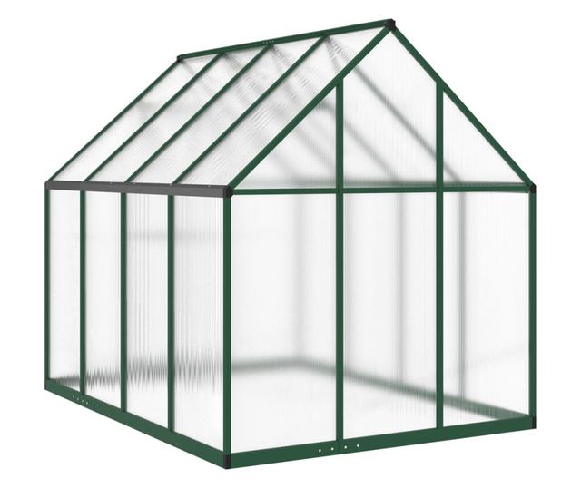 zöld alumínium melegház alapvázzal 224 x 169 x 195 cm
