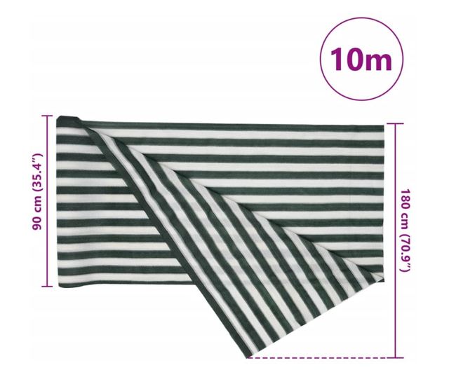 zöld és fehér HDPE belátásgátló háló 1,8 x 10 m 195 g/m²
