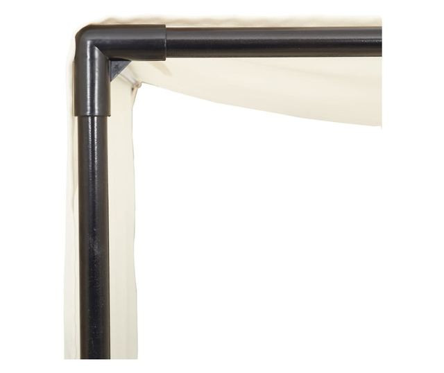 barna polyrattan dupla napozóágy tetővel és függönyökkel