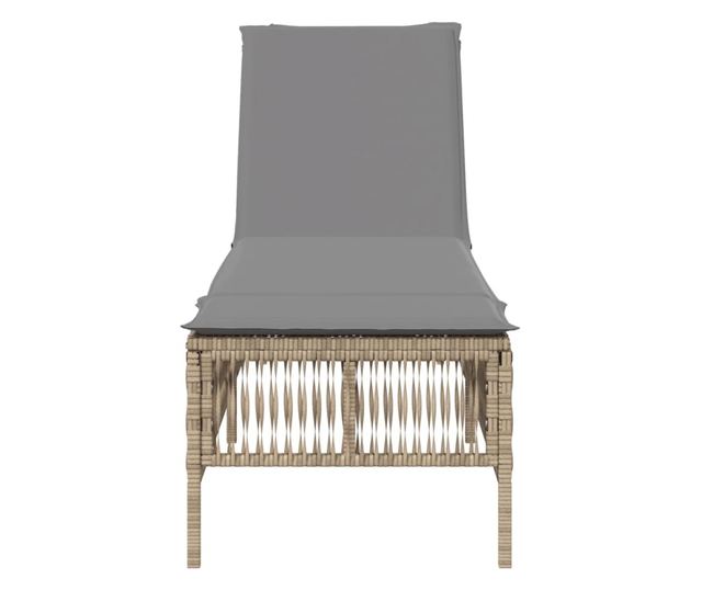 bézs polyrattan napozóágy párnával