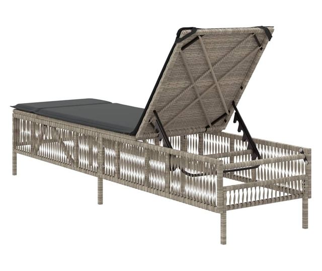 világosszürke polyrattan napozóágy párnával