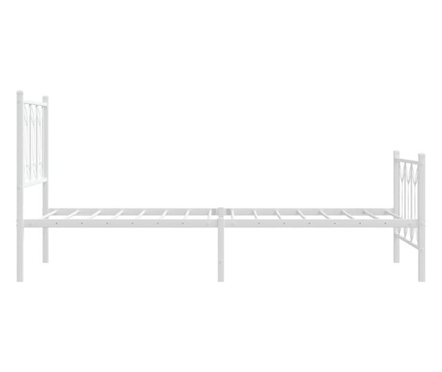 fehér fém ágykeret fej- és lábtámlával 75 x 190 cm