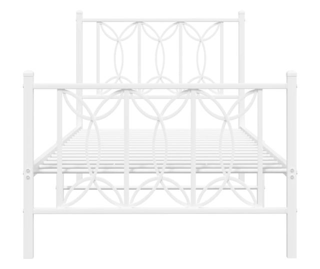 fehér fém ágykeret fej- és lábtámlával 90 x 190 cm