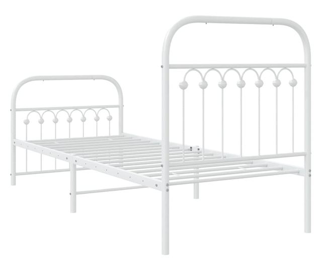 fehér fém ágykeret fej- és lábtámlával 75 x 190 cm