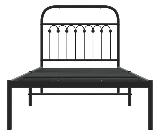 fekete fém ágykeret fejtámlával 90 x 200 cm