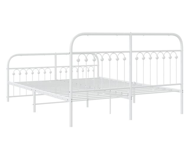 fehér fém ágykeret fej- és lábtámlával 150x200 cm