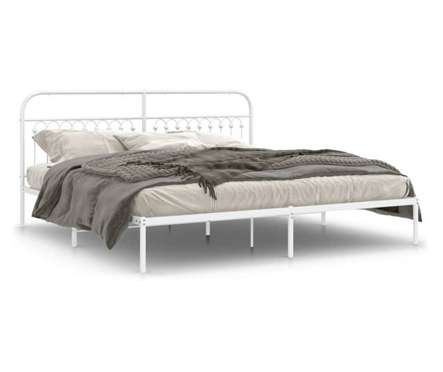 fehér fém ágykeret fejtámlával 193 x 203 cm