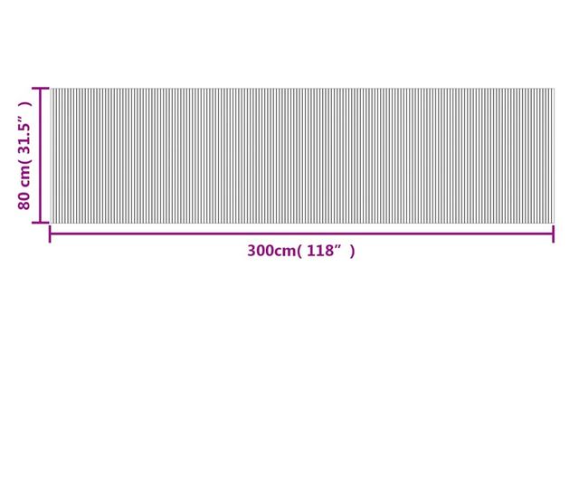 négyszögletű szürke bambusz szőnyeg 80 x 300 cm