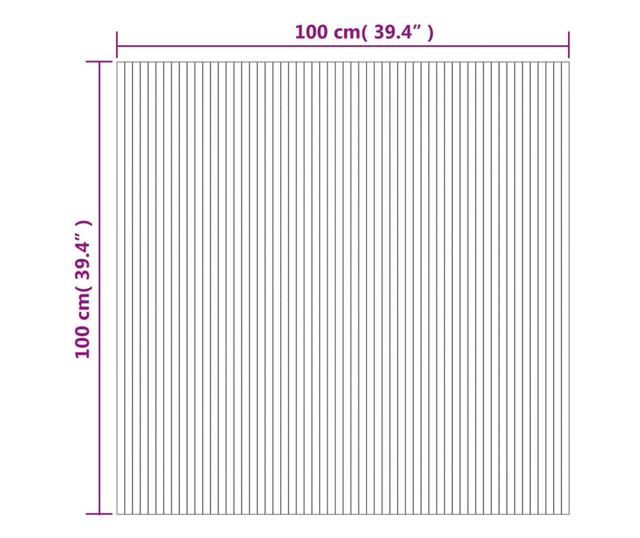 négyszögletű szürke bambusz szőnyeg 100 x 100 cm