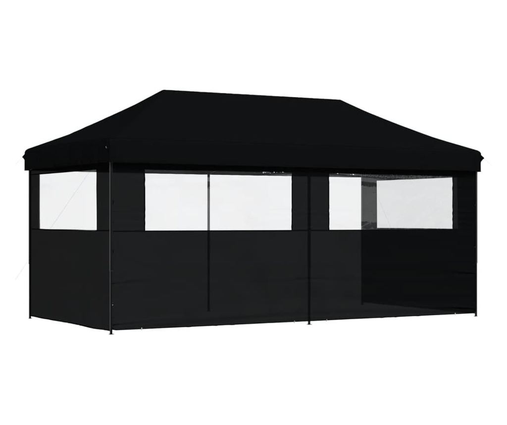 Skládací party stan pop-up se 3 bočními stěnami černý - 4