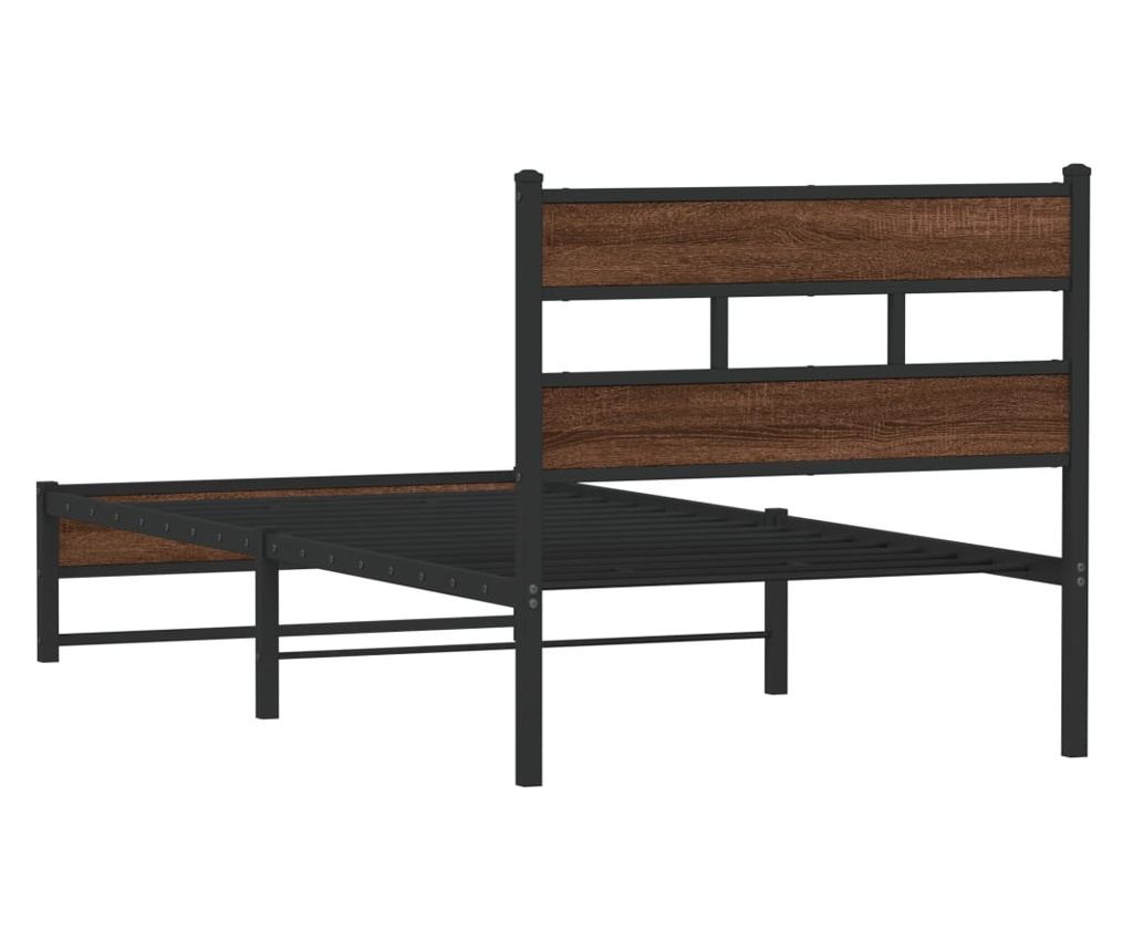 Метална рамка за легло без матрак Кафяв дъб 75x190 cm - 6