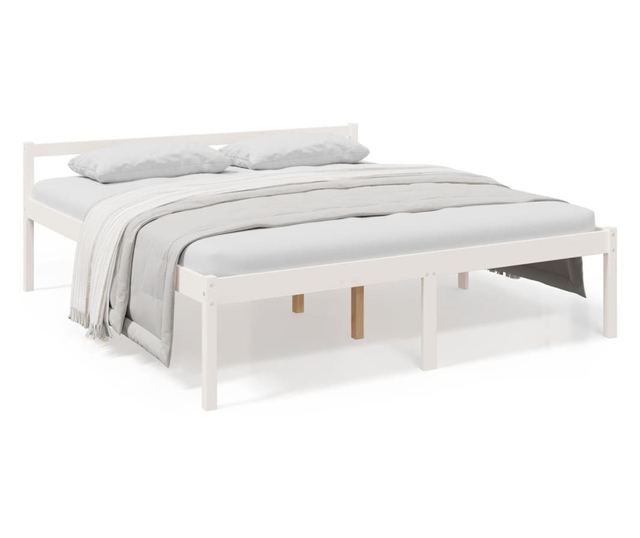 Легло за възрастни бяло 180x200 см Super King Size бор масив