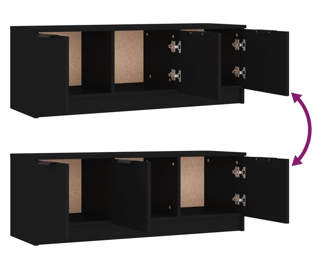 TV komoda, crna, 102x35x36,5 cm, obrađeno drvo - 9
