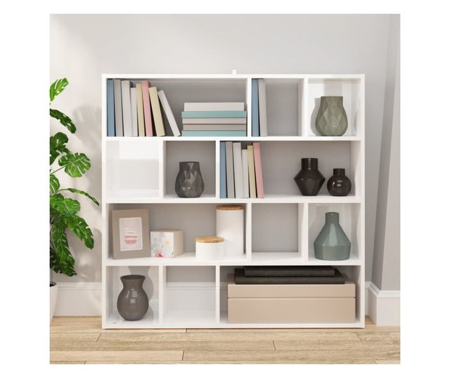 Knyvespolc/Szobaelvlaszt, fehr extrafnyes, 105x24x102 cm