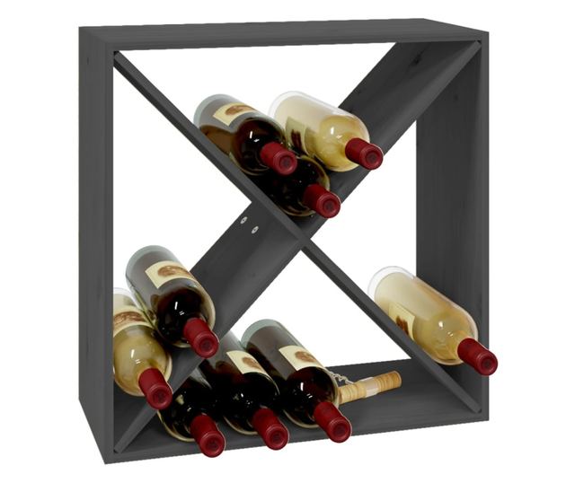 Dulap de vinuri, gri, 62x25x62 cm, lemn masiv de pin