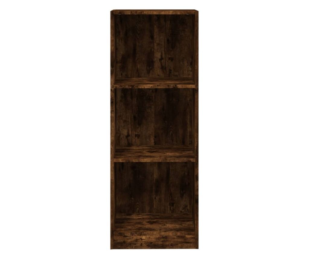 Hromszintes fstlt tlgyfa knyvespolc, 40x24x109 cm, kompozit fa - 5