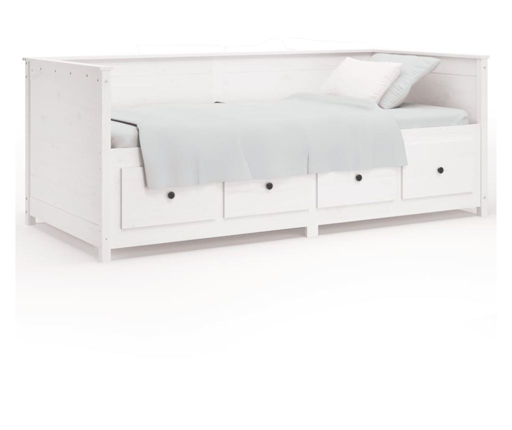 Daybed, λευκό, 80x200 εκ., μασίφ ξύλο πεύκου - 2