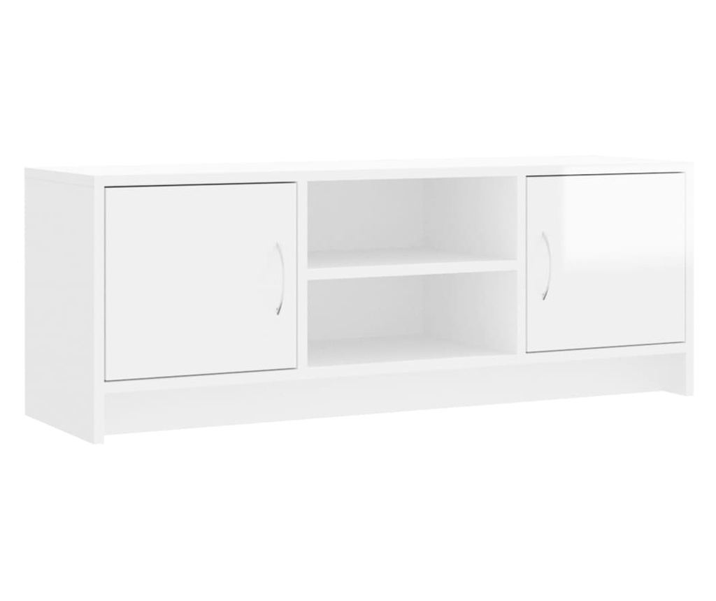 Visokosjajni bijeli TV ormarić, 102x30x37,5 cm, konstruirano drvo - 2